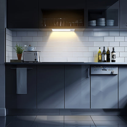 Wireless LED motion sensor spotlight with rechargeable battery, designed for security lighting.